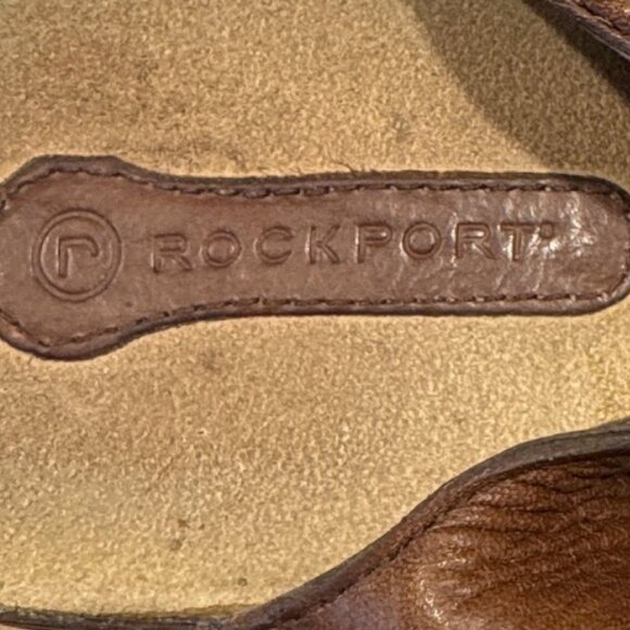 ROCKPORT ~ Sandals Women Size 9.5 - Brown Leather Low Wedge w Adjustable Straps - Picture 8 of 9
